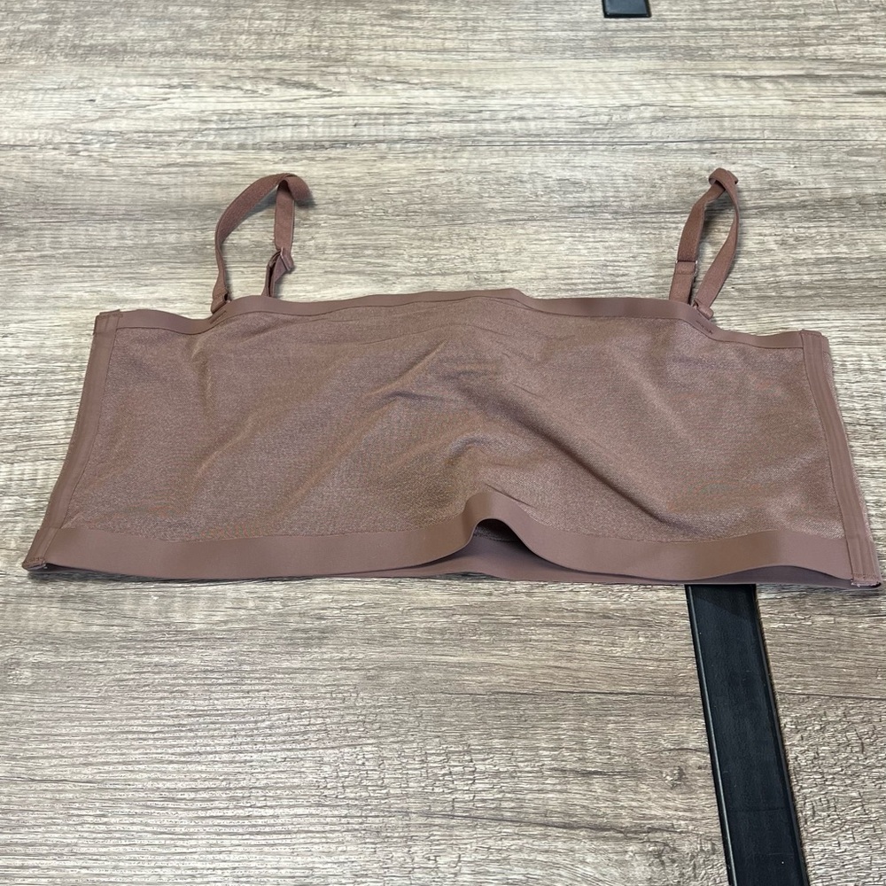 Skims Brown Sheer Strapless Bandeau Top